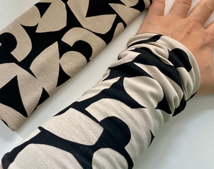 Arm Warmers Wrist Warmers Muff Black Beige Camel Ecu Graphic Modern Fleece Winter Lined