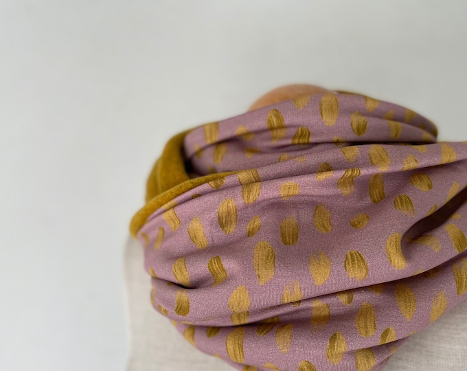 Loop tube scarf loop scarf pink fleece mustard yellow curry