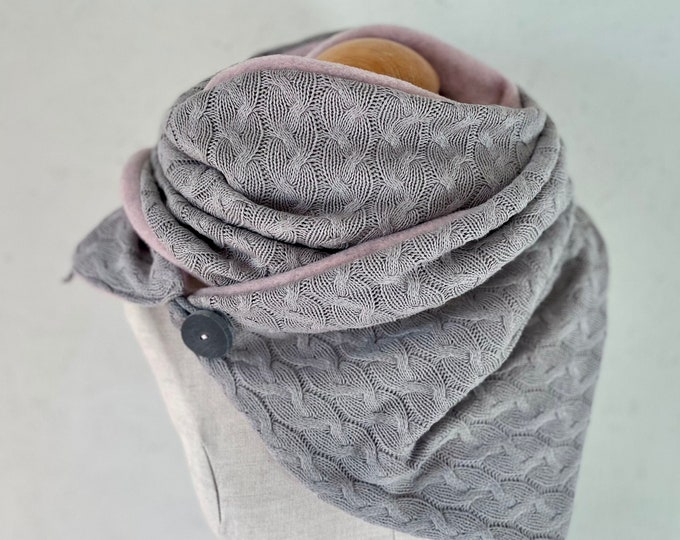 Wrap scarf triangular scarf scarf loop cloth wrap scarf triangular grey pink cable knit knitted fabric winter scarf cloth