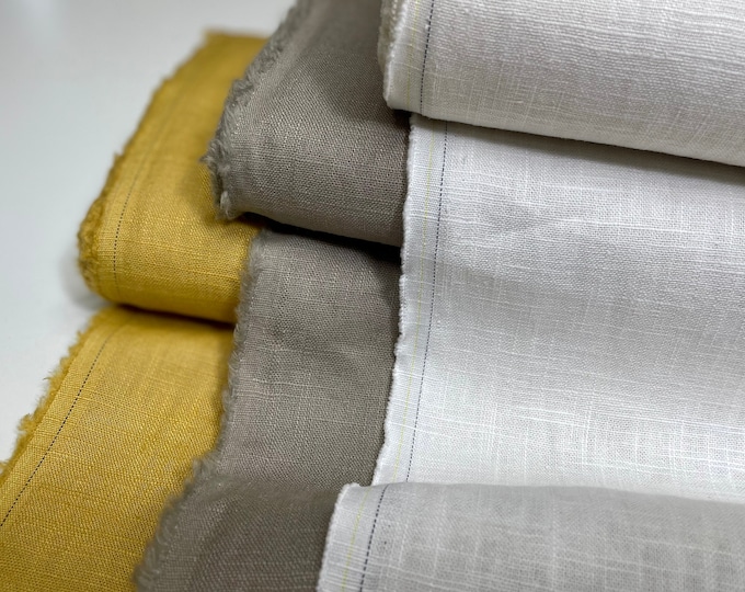 Linen Fabric Washed Sold by the Meter Beige Natural Sand