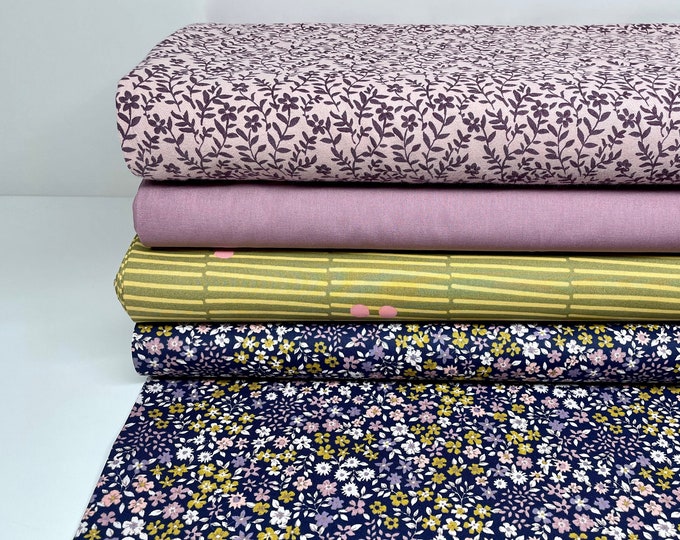 Cotton Fabric Patchwork Meterware Pink Pastel Lilac Purple Flowers Punk Graphic Ornaments Digital Print