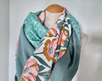 Triangular scarf wrap scarf loop scarf muslin cloth scarf linen neckerchief stole summer scarf triangular scarf viscose