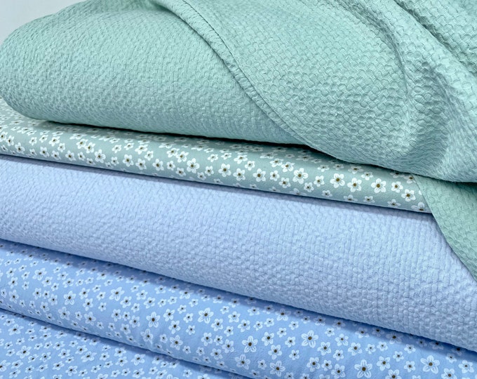 Cotton Washed Fabric Green Blue Pastel Kids Boys Bedding Curtain Pillow Sewing Washed Cotton Fabric