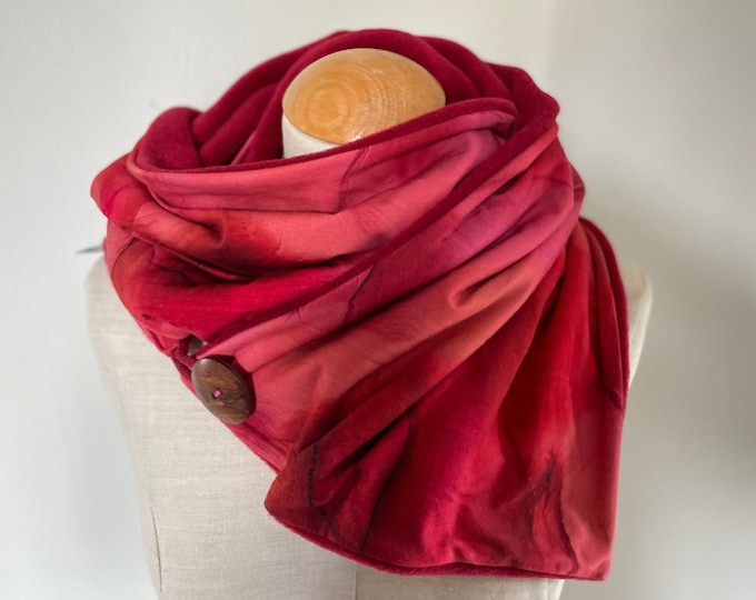 Wrap Scarf Triangle Scarf Button Scarf Loop Reversible Scarf Red Black Pink Bordeaux Autumn Winter Fleece Jersey Scarf