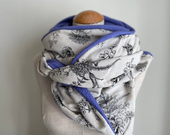 Triangular Scarf Wrap Scarf Oversize XXL Stole Scarf Wrap Scarf Jersey Scarf Reversible Scarf Purple Lilac Linen Cotton