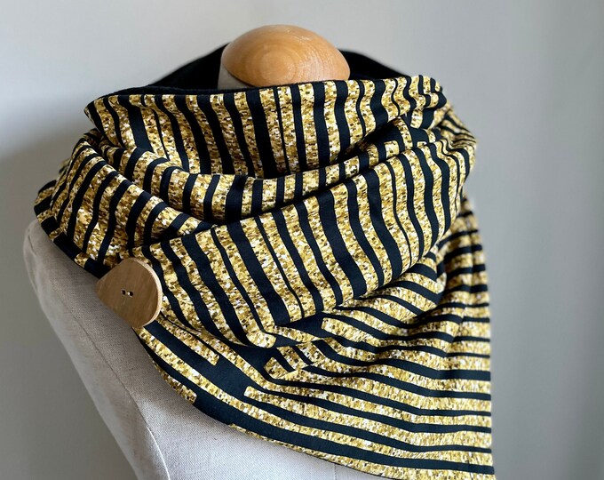 Wrap Scarf Triangle Scarf Button Scarf Loop Reversible Scarf Piano Yellow Gold Piano Autumn Winter Fleece Jersey Scarf