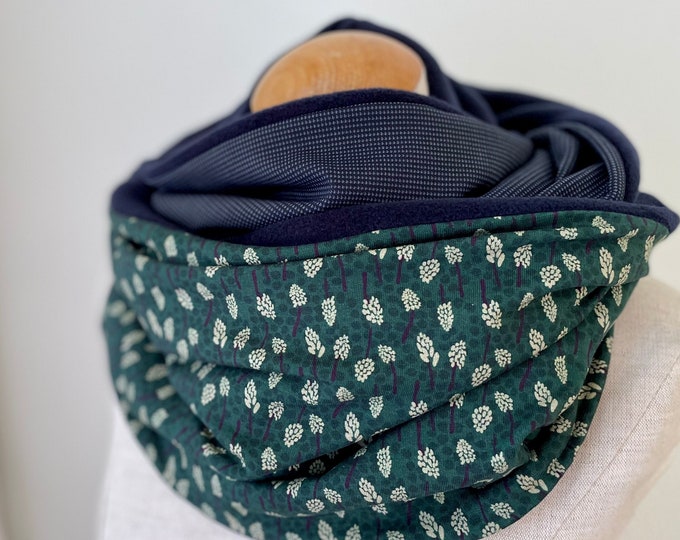 Loop Scarf Wrap Scarf Tube Scarf Scarves Scarf Jersey Scarf Green Petrol Blue Reversible Scarf Fleece Winter Marine Blue Navy