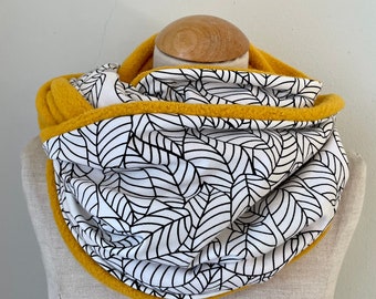 Loop scarf cotton loop tube scarf scarf jersey scarf reversible scarf fleece winter scarf cloth stole yellow black white