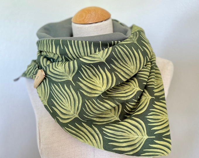 Wrap Scarf Loop Button Pink Gray