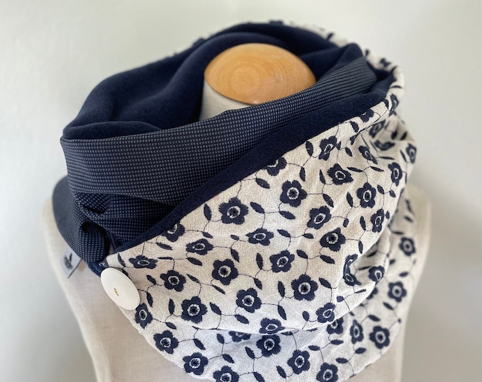 Wrap Scarf Loop Button Pink Gray