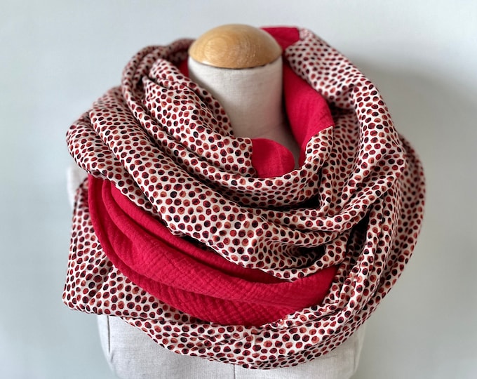 Muslin cloth XXL wrap scarf triangle loop scarf dots viscose light spring cotton scarf stole summer scarf triangular scarf dots dotted