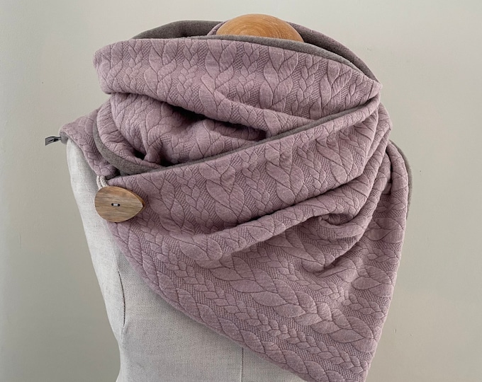 Scarf wrap scarf triangular scarf loop scarf cloth cable pattern dusty pink taupe beige
