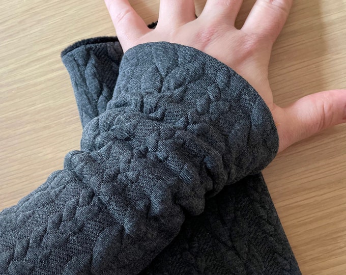 Arm warmers cuffs wrist warmers muffs black jersey fleece winter lined black grey