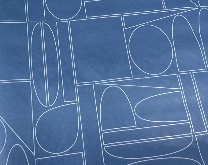 Oilcloth tablecloth cut to size fabric oilcloth PVC blue lavender graphic circles lines dots stripes grey striped