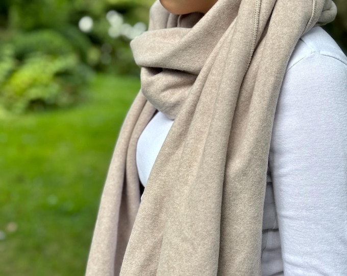Oranic Cotton Scarf Triangle Cozy Winter Natural Sand taupe Handmade