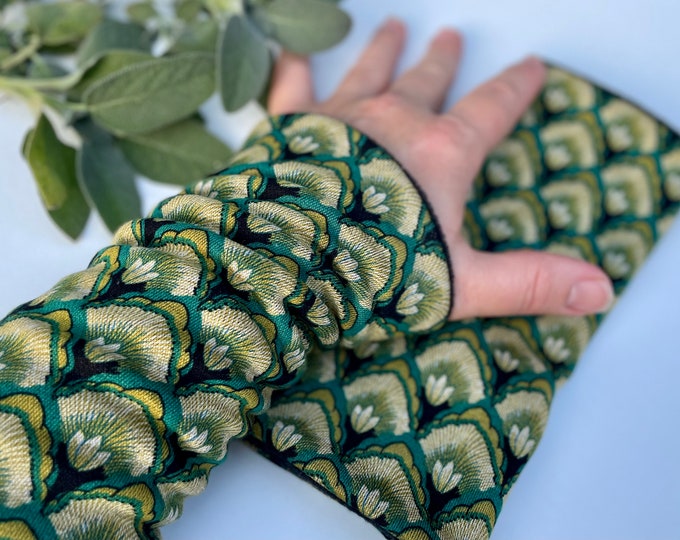 Arm warmers cuffs accessories wrist warmers cuffs arm warmers petrol green curry yellow black