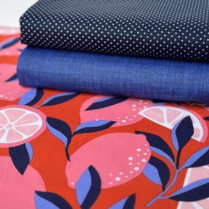 Beschichtete Baumwolle Wachstuch Coated Cotton Stoff Tischdecke Zitrone Orange Punkte Blau Rot Pink Rosa Schwarz Sommer Garten