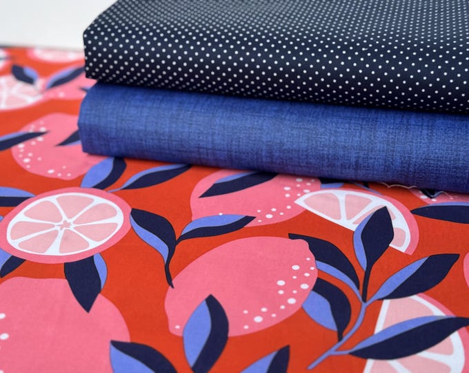 Coated Cotton Oilcloth Coated Cotton Fabric Tablecloth Lemon Orange Dots Blue Red Pink Black Summer Garden