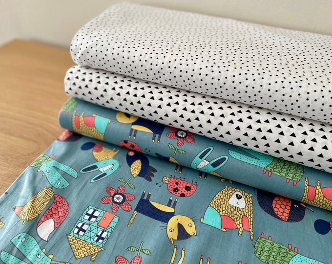 Cotton Fabric Animals Patchwork Fabric Cotton Triangle Dots