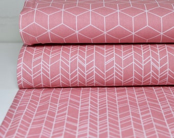 Tissu coton rose patchwork pois étoiles vendu au mètre