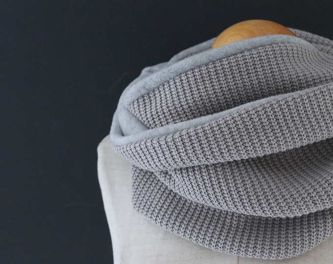 Loop scarf Loop tube scarf Scarf Gray knit wrap scarf