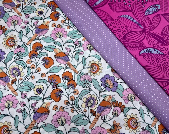 Coated cotton oilcloth, tablecloth by the meter, bag fabric, tablecloth, water-repellent, pink flowers and polka dots