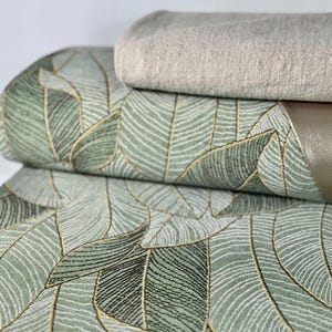 Decorative fabric tapestry leaves canvas bag fabric cotton sold by the meter green beige brown taupe artificial leather linen fabric fabric package pillow curtain