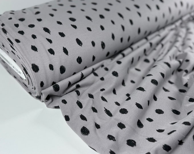 SALE 1 Meter Jogging Fabric Sweatshirt SUPER SOFT Jersey Dots Gray