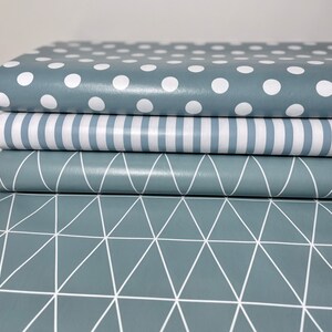 Wachstuch Wachsstoff Tischdecke Meterware Fabric Oilcloth PVC Blaugrau Staubblau