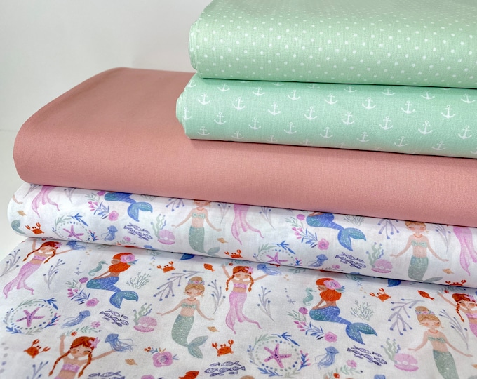 Cotton Fabric Fabric Package Mermaid Dots Anchor Pink Girl Curtain Pillow Sewing Patchwork