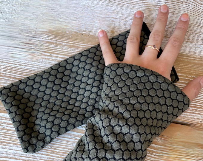 Arm warmers cuffs wrist warmers muff khaki fleece winter lined