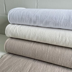 Tissu Lin Stonewashé Naturel Beige Blanc Taupe image 9