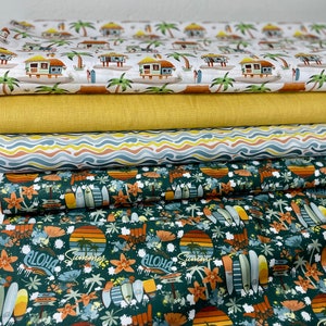 Pacchetto tessuto in tessuto di cotone Hawaii Aloha palme surf onde da spiaggia tessuto patchwork estivo in cotone