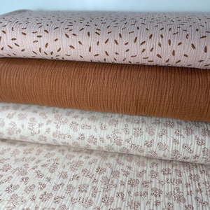 Musselin Double Gauze Rosa Cognac NudeBaumwolle Stoff Muslin Sommerstoff Kleid Tuch Babykleidung Windelstoff