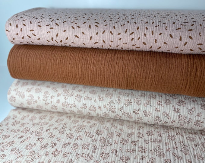 Muslin Double Gauze Pink Cognac Nude Cotton Fabric Muslin Summer Fabric Dress Cloth Baby Clothes Diaper Fabric