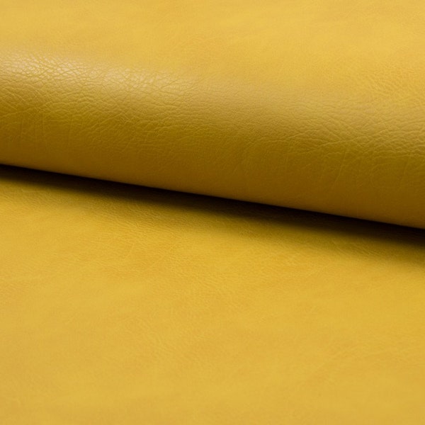 Vintage faux leather PU leather fabric fabric leatherette fabric mustard yellow curry