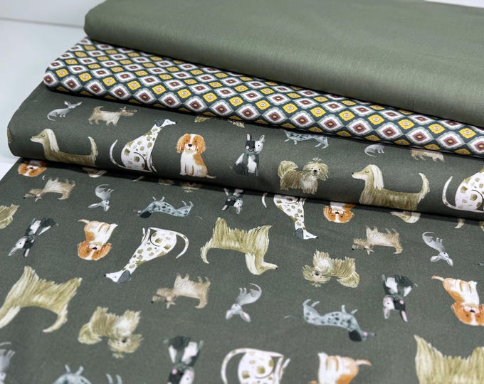 SALE 1m Cotton Fabric Bundle Floral Ornaments Yellow Summer Patchwork Fabric Cotton