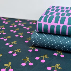 Coated Cotton Oilcloth Coated Cotton Flowers Fabric Tablecloth Pink Green Dots Dashes Stripes Table Cover Bag Fabric
