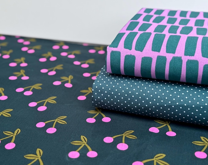Coated Cotton Oilcloth Coated Cotton Flowers Fabric Tablecloth Pink Green Dots Dashes Stripes Table Cover Bag Fabric