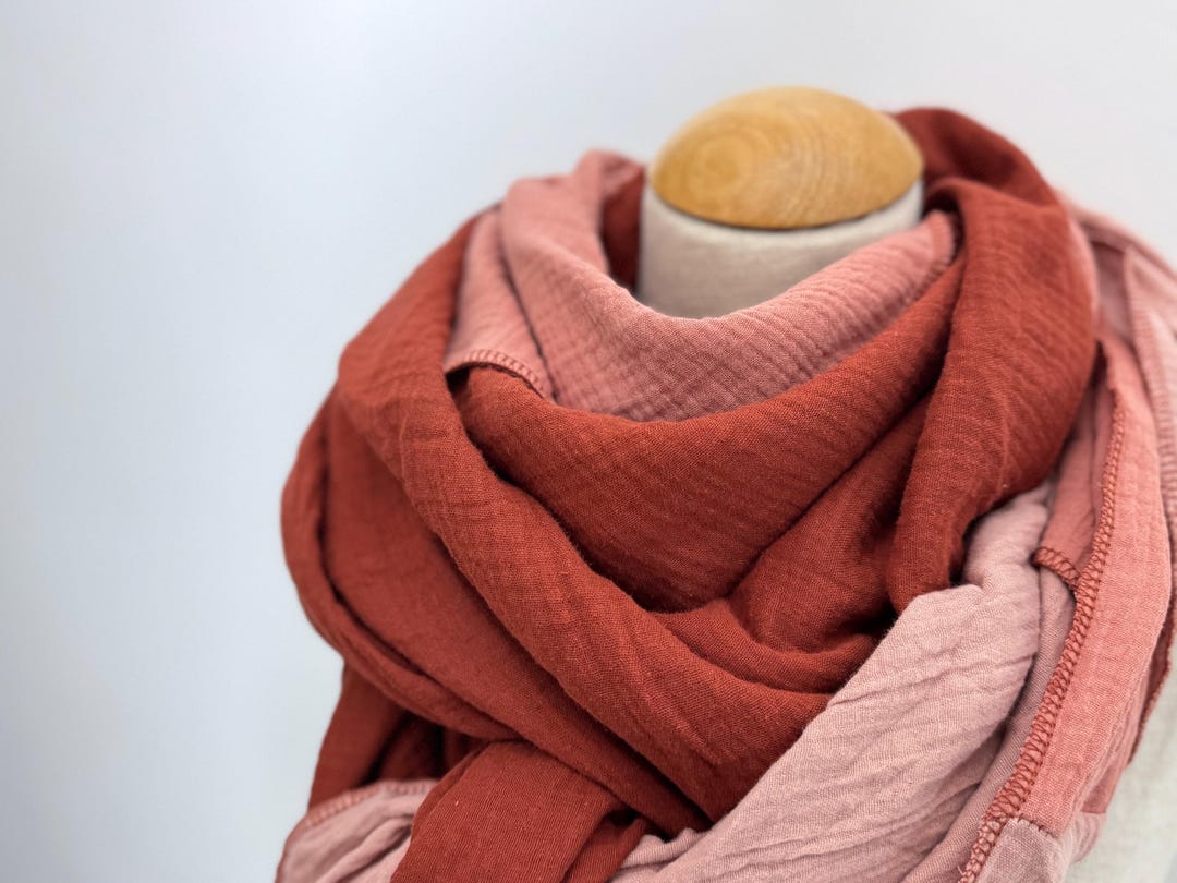 Sciarpa avvolgente XXL in tessuto di mussola, sciarpa ad anello