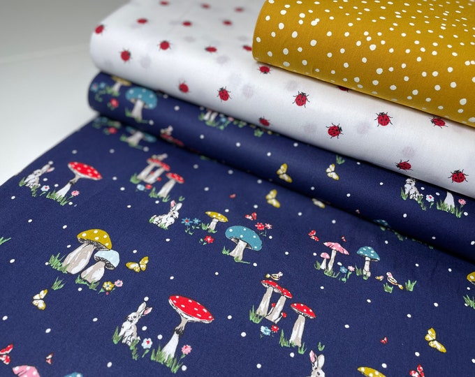 Cotton Fabric Patchwork Fly Agaric Lucky Ladybug Blue Red Children's Fabric Dots Yellow Colorful Fabric Package Dotted Pillow Sewing