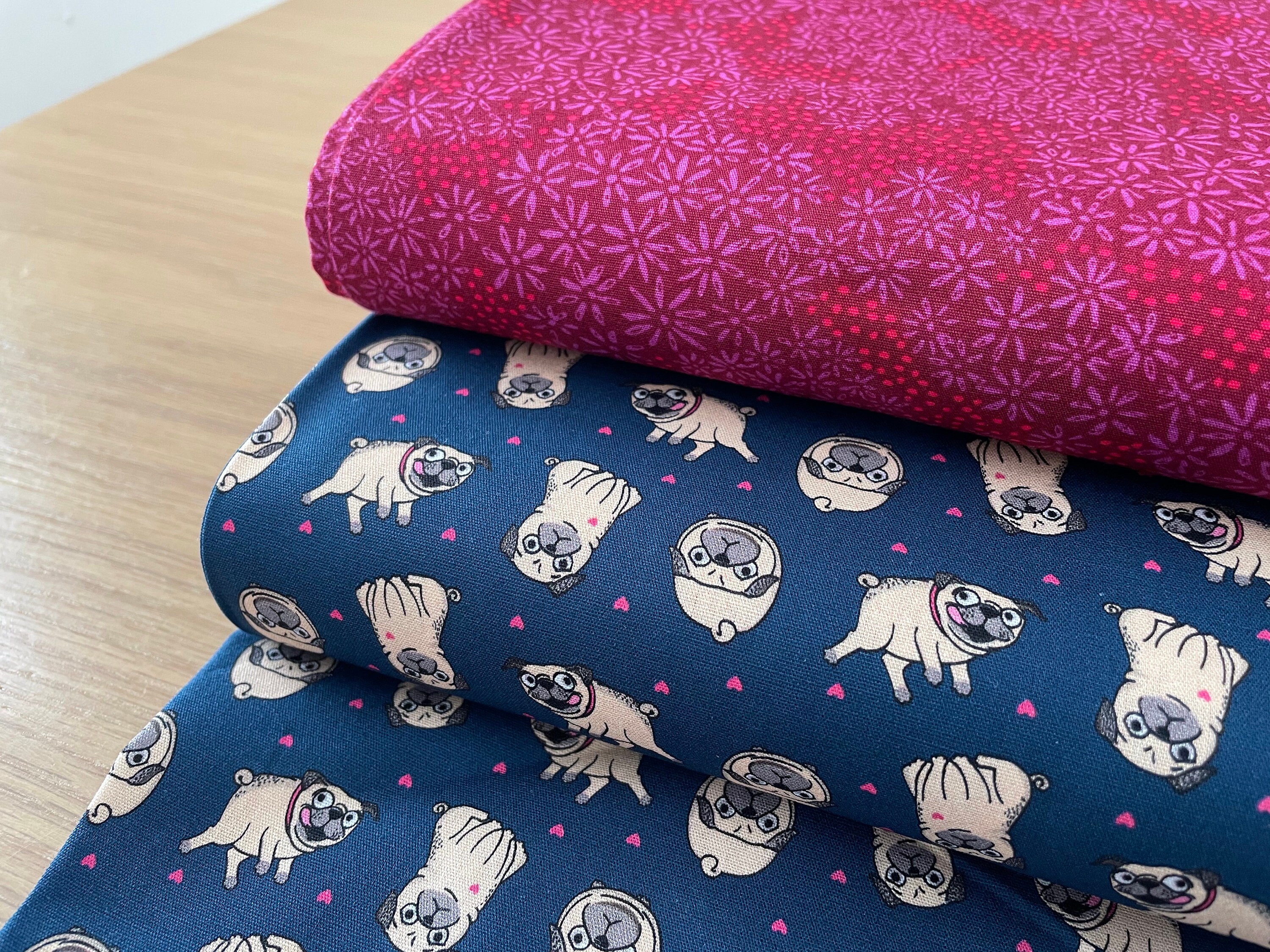 Baumwolle Stoff Mops Hund Baumwollstoff Etsy