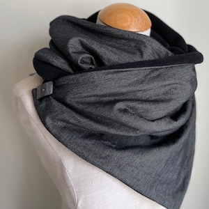 Wrap scarf loop scarf button scarf wrap triangular scarf black