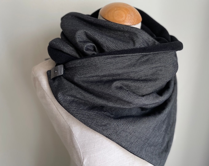 Wrap scarf loop scarf button scarf wrap triangular scarf black