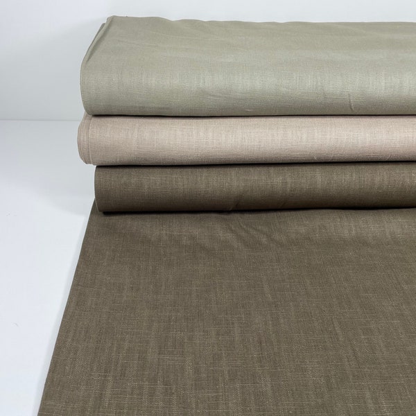 Tissu Lin Lin Lavé Vendu au Mètre Vert Olive Kaki Vert Poudré Taupe Beige Marron Couture Literie Taie d'oreiller Rideau Serviette Nappe