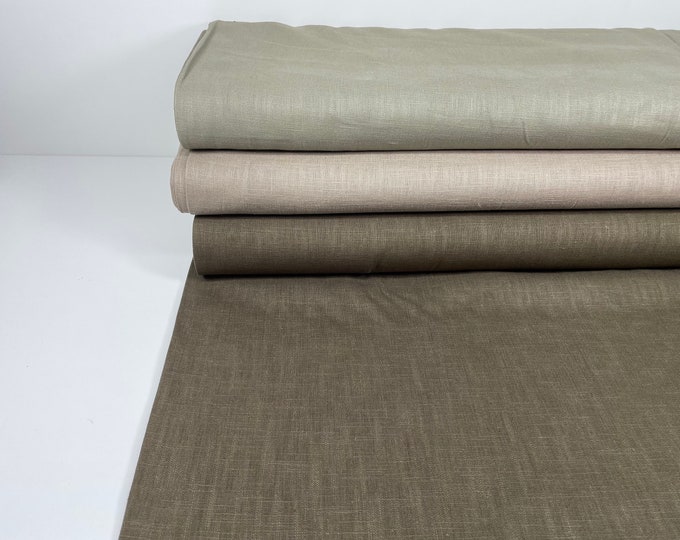 Linen Fabric Linen Washed Sold by the Meter Olive Green Khaki Dusty Green Taupe Beige Brown Sewing Bed Linen Pillowcase Curtain Napkin Tablecloth