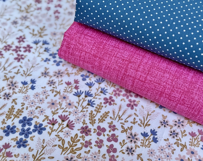 Coated Cotton Oilcloth Coated Cotton Fabric Tablecloth Flowers Dots Graphic Blue Pink Fuchsia Mint Yellow Curry Pink