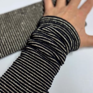 Armwarmers GOLD Jersey cuffs accessories wrist warmers cuffs arm warmers black gold glitter ladies business sparkle lined fleece