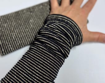 ArmStulpen GOLD Jersey Stulpen Accessoires Pulswärmer Müffchen Cuffs Arm warmers Schwarz Gold Glitzer Damen Business Funkel Gefüttert Fleece