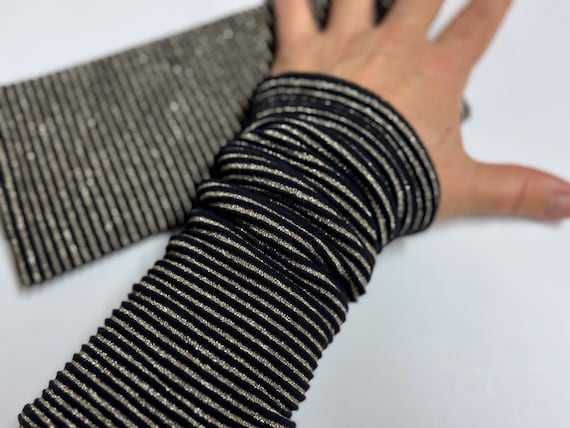 ArmStulpen GOLD Jersey Stulpen Accessoires Pulswärmer Müffchen Cuffs Arm warmers Schwarz Gold Glitzer Damen Business Funkel Gefüttert Fleece